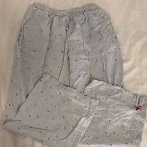Light Blue Pajama Pants with Red Cherries